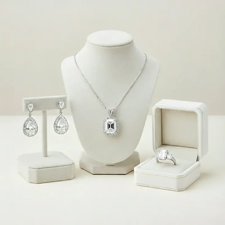 ชุดเครื่องเพชรแท้พร้อมกล่องและใบเซอร์